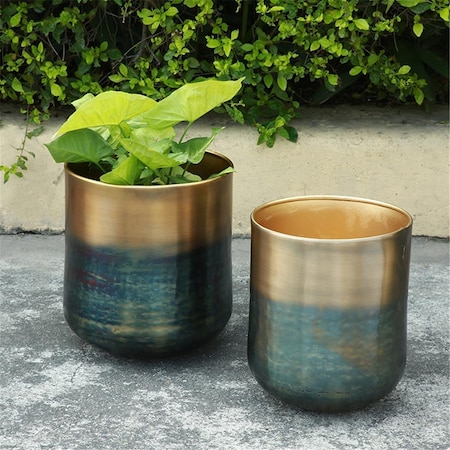 Rickis Rugs 11 x 9 x 9 in. Burnt Brass Finish Planter Holders RI2480990